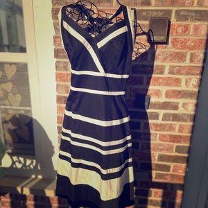 WHBM STRIPPED HALTER RETRO DRESS
